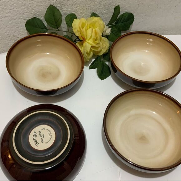 New Sango Nova Brown China #4933 Cereal, Soup, Salad Bowls 6.5" Set Of 4 - Picture 4 of 4